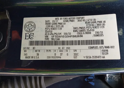 2017 Ford F150 Limited from USA, damaged, VIN 1FTEW1EG3HFB82656